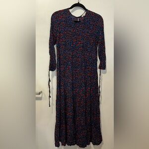 ‼️SALE‼️ Free Assembly Navy and Red Floral Long Sleeve Maxi Dress